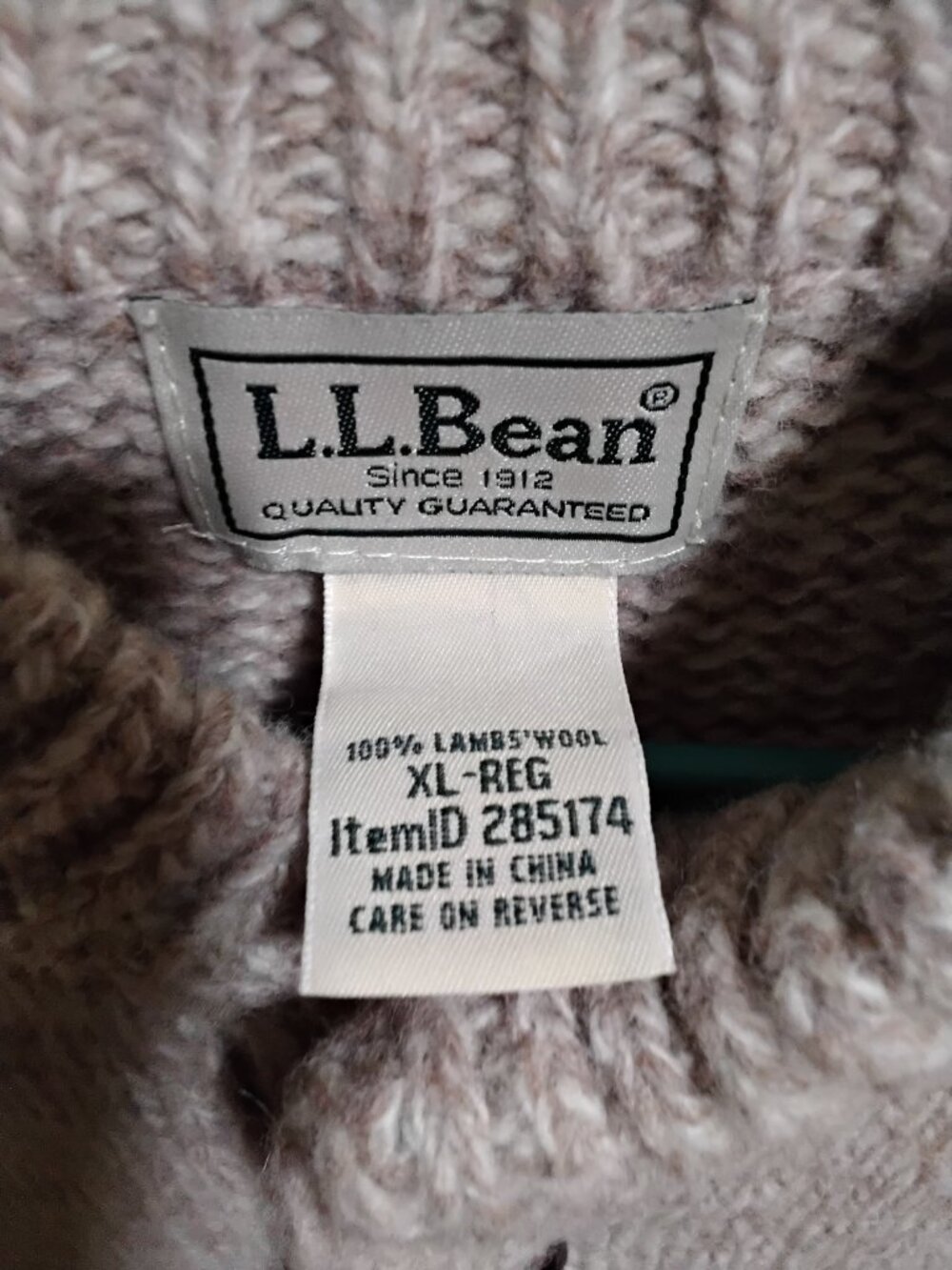 Vintage L.L. Bean Classic Ragg Wool Henley Sweater Mens XL Regular Oatmeal Marle - Picture 4 of 5